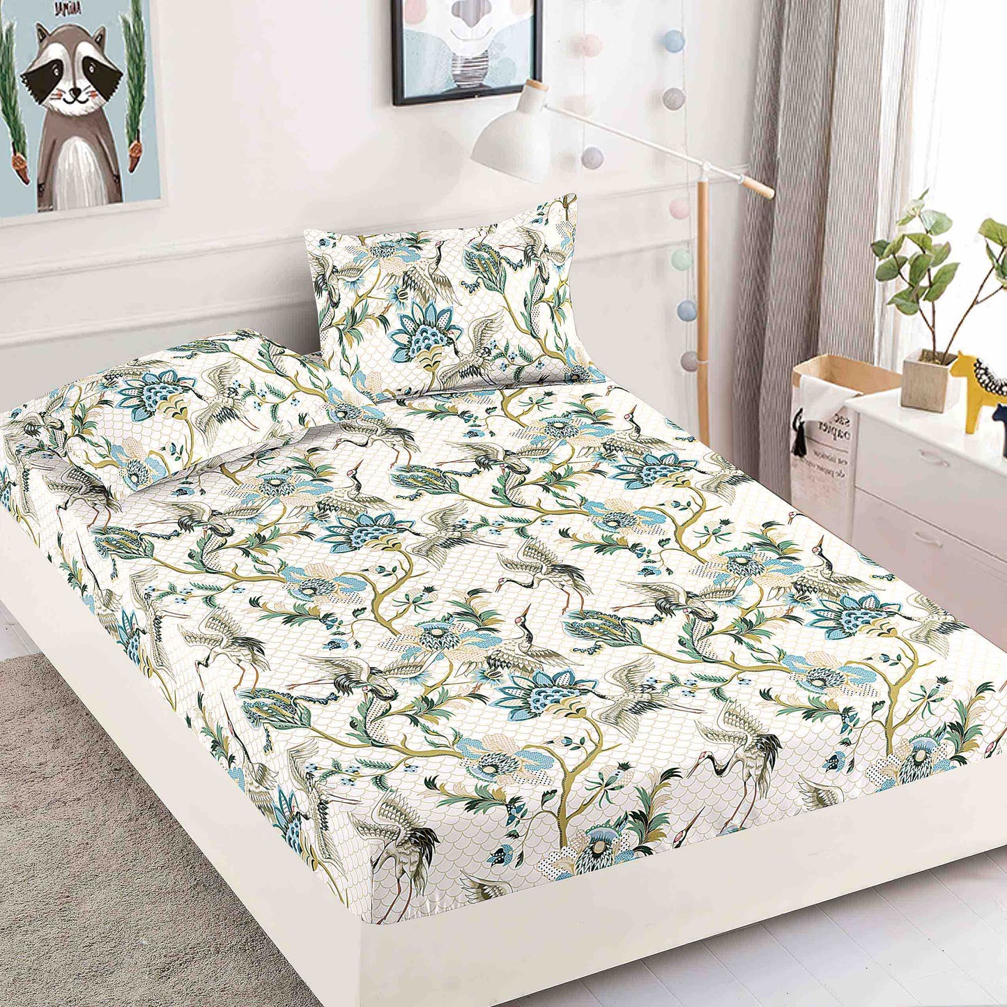Husă de Pat cu Elastic din Finet + 2 Fețe de Pernă – Set 3 Piese, 180x200 cm – Sakura