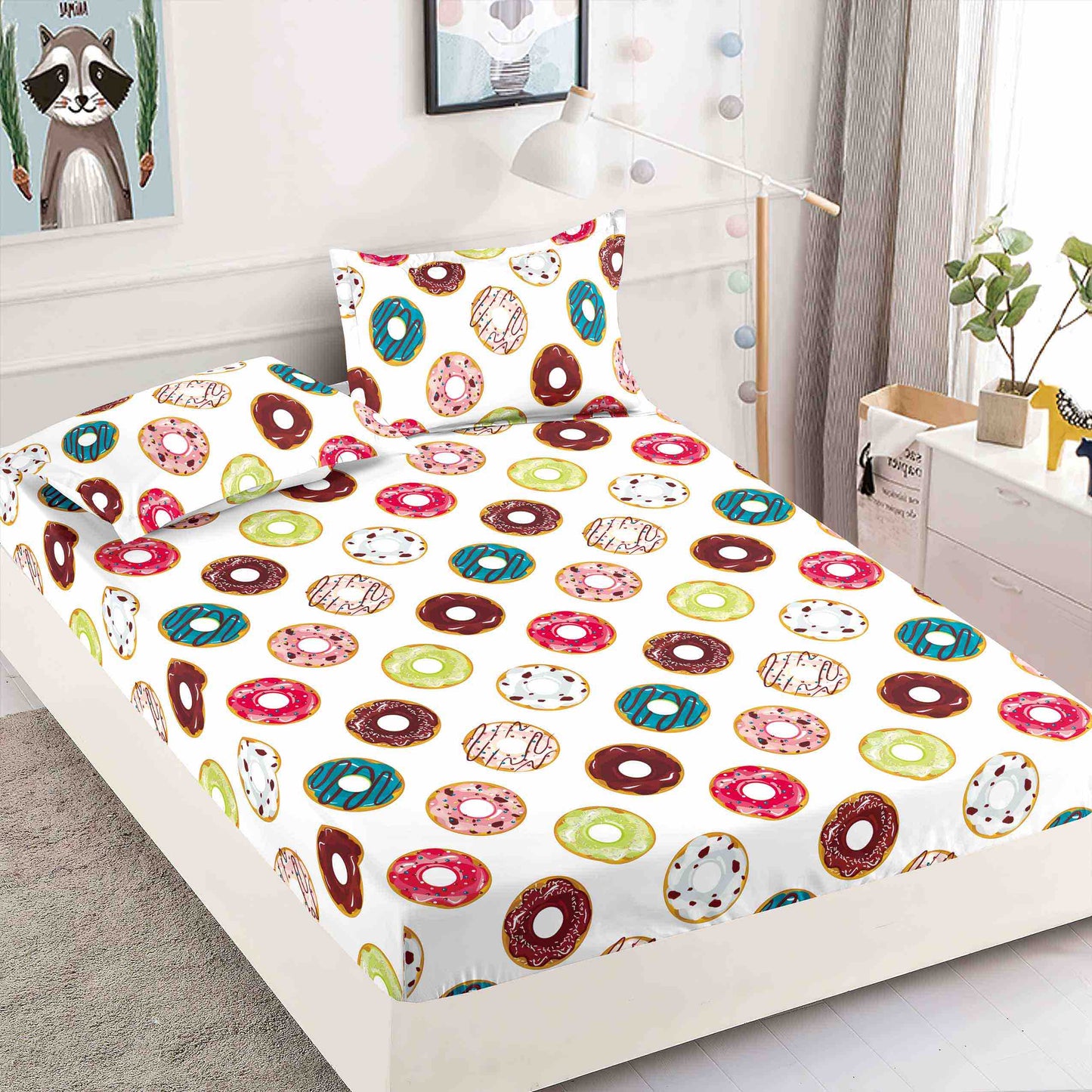 Husă de Pat cu Elastic din Finet + 2 Fețe de Pernă – Set 3 Piese, 180x200 cm – Gogosi Glazurate