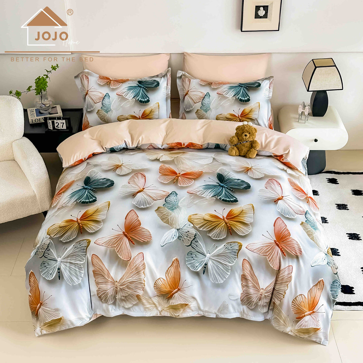 Lenjerie de Pat Finet 5D cu Cearșaf Elastic 180×200 cm – 6 Piese – Flori de Câmp