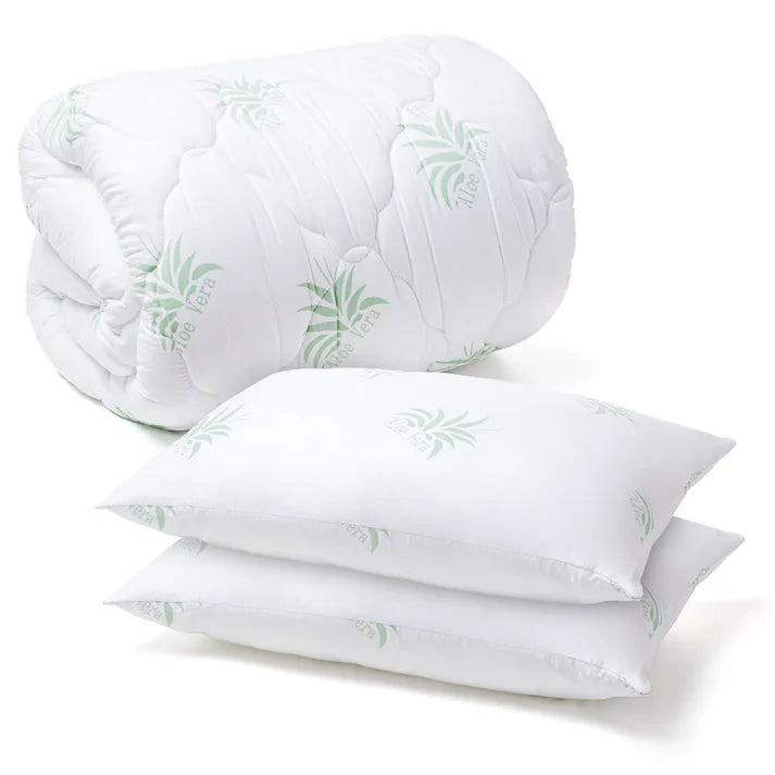 Set Pilotă Aloe Vera 200×220 cm + 2 Perne 50×70 cm