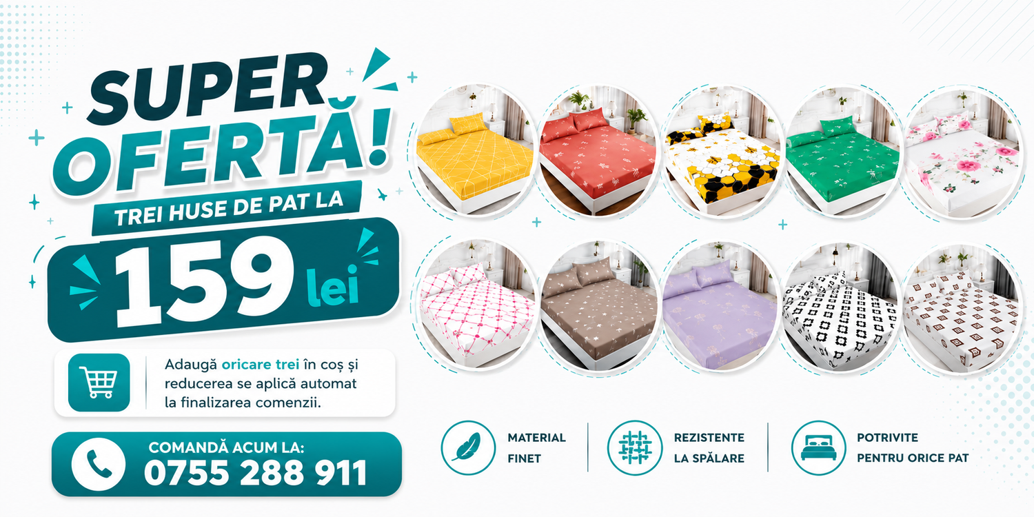 Oferta 3 Huse de Pat cu Elastic – la doar 159 Lei