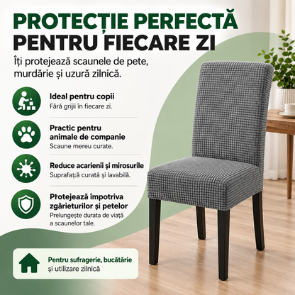 Set 6 Huse Elastice Premium pentru Scaune – Universale, Moi și Ușor de Montat
