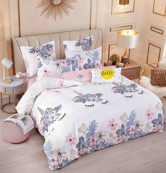 Set Lenjerie de Pat din Bumbac Tip Finet, cu Elastic – 6 Piese – Unicorn