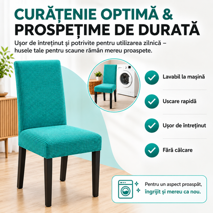 Set 6 Huse Elastice Premium pentru Scaune – Universale, Moi și Ușor de Montat