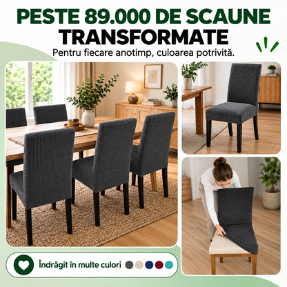Set 6 Huse Elastice Premium pentru Scaune – Universale, Moi și Ușor de Montat