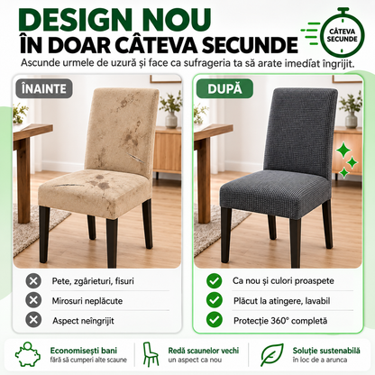Set 6 Huse Elastice Premium pentru Scaune – Universale, Moi și Ușor de Montat