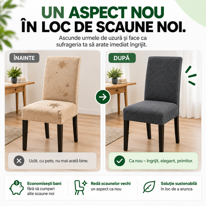 Set 6 Huse Elastice Premium pentru Scaune – Universale, Moi și Ușor de Montat
