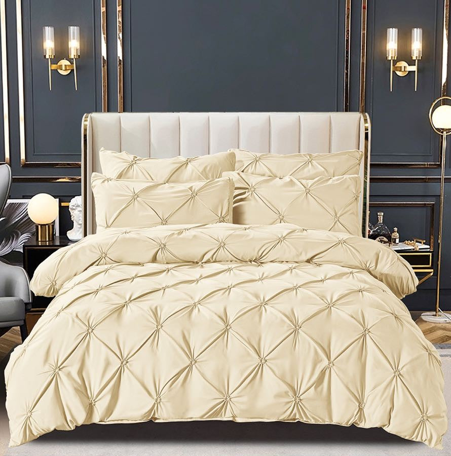 Set Lenjerie de Pat Finet 6 Piese cu Cearșaf Elastic 160×200 cm – Pliuri Brodate
