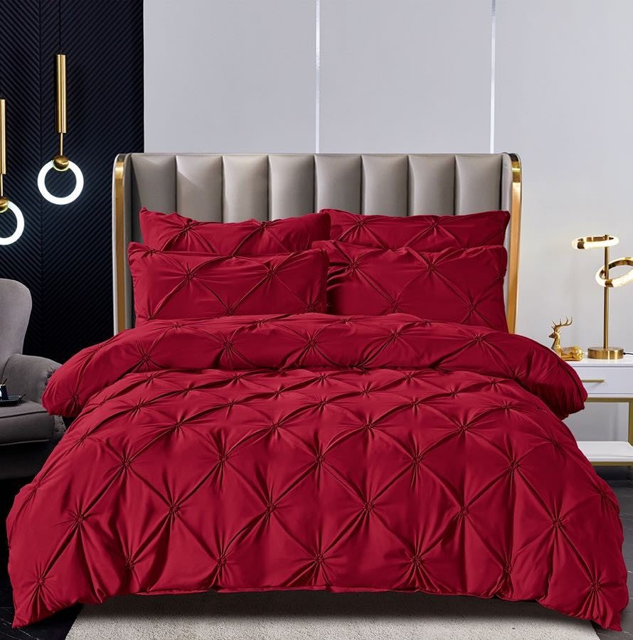 Set Lenjerie de Pat Finet 6 Piese cu Cearșaf Elastic 160×200 cm – Pliuri Brodate