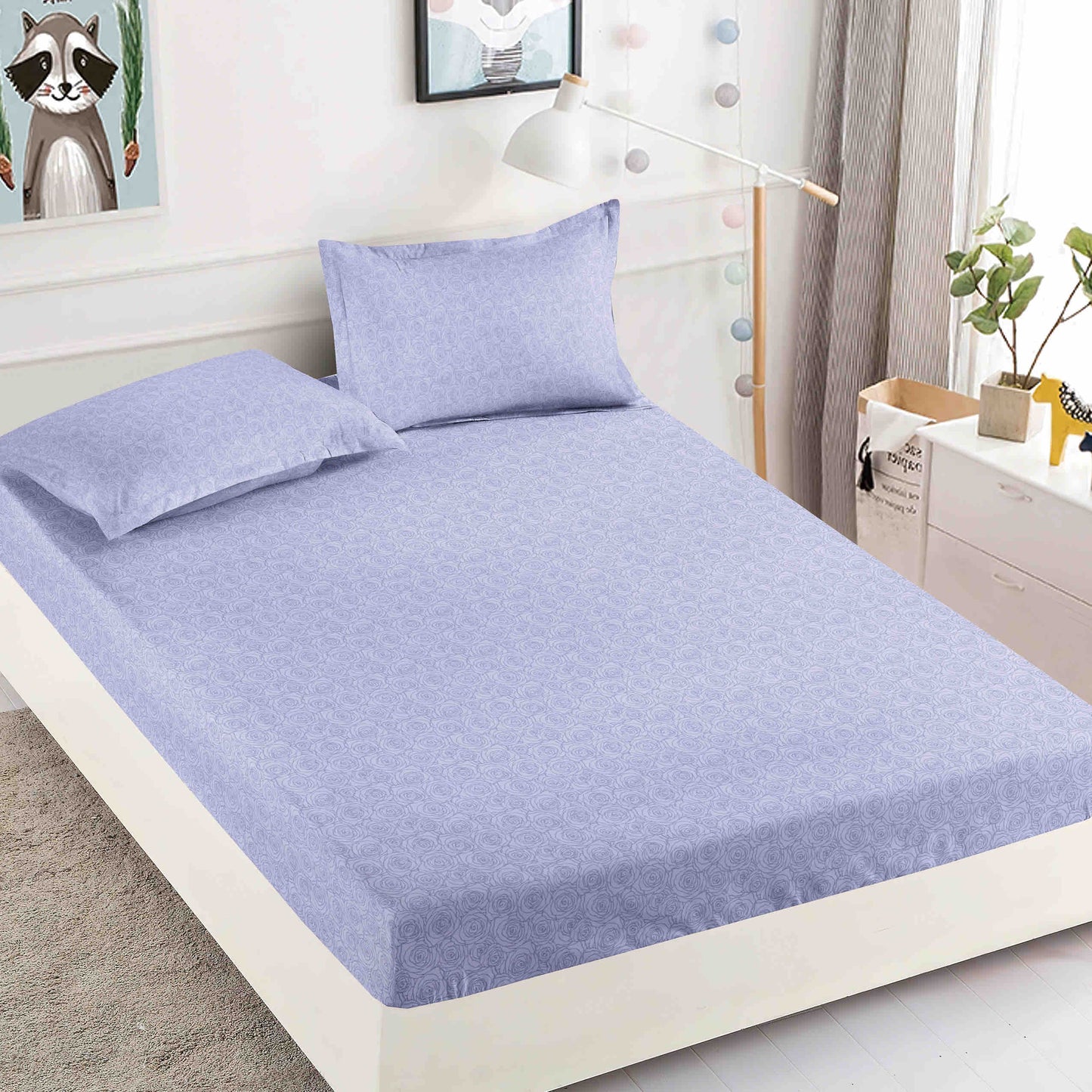 Husă de Pat cu Elastic din Finet + 2 Fețe de Pernă – Set 3 Piese, 180x200 cm – Lavandă