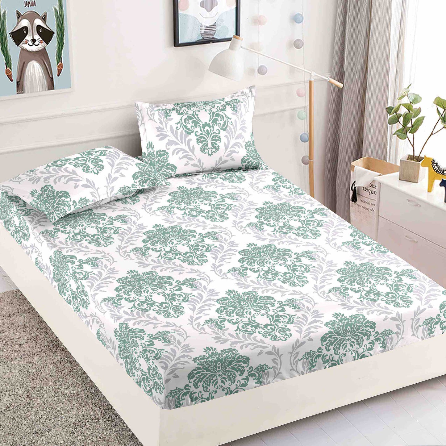 Husă de Pat cu Elastic din Finet + 2 Fețe de Pernă – Set 3 Piese, 180x200 cm – Emerald