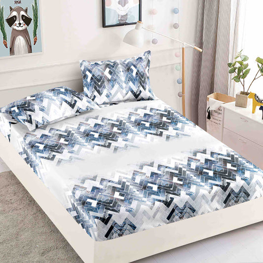 Husă de Pat cu Elastic din Finet + 2 Fețe de Pernă – Set 3 Piese, 180x200 cm – Glacier