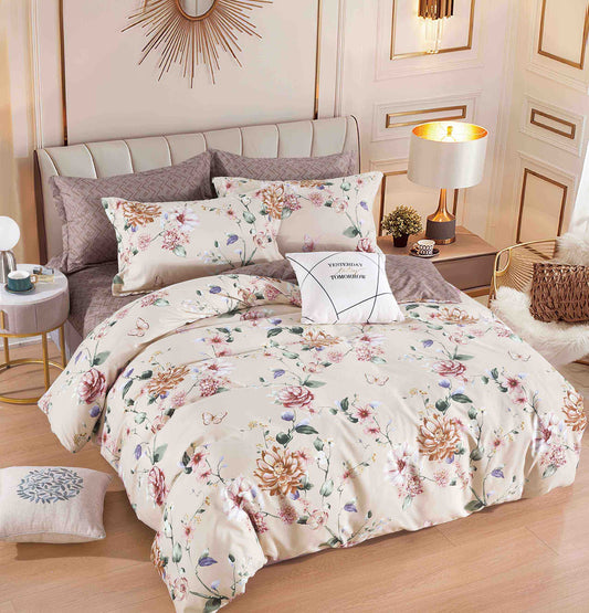 Set Lenjerie de Pat din Bumbac Tip Finet, Fără Elastic – 6 Piese – Grădina Secretă