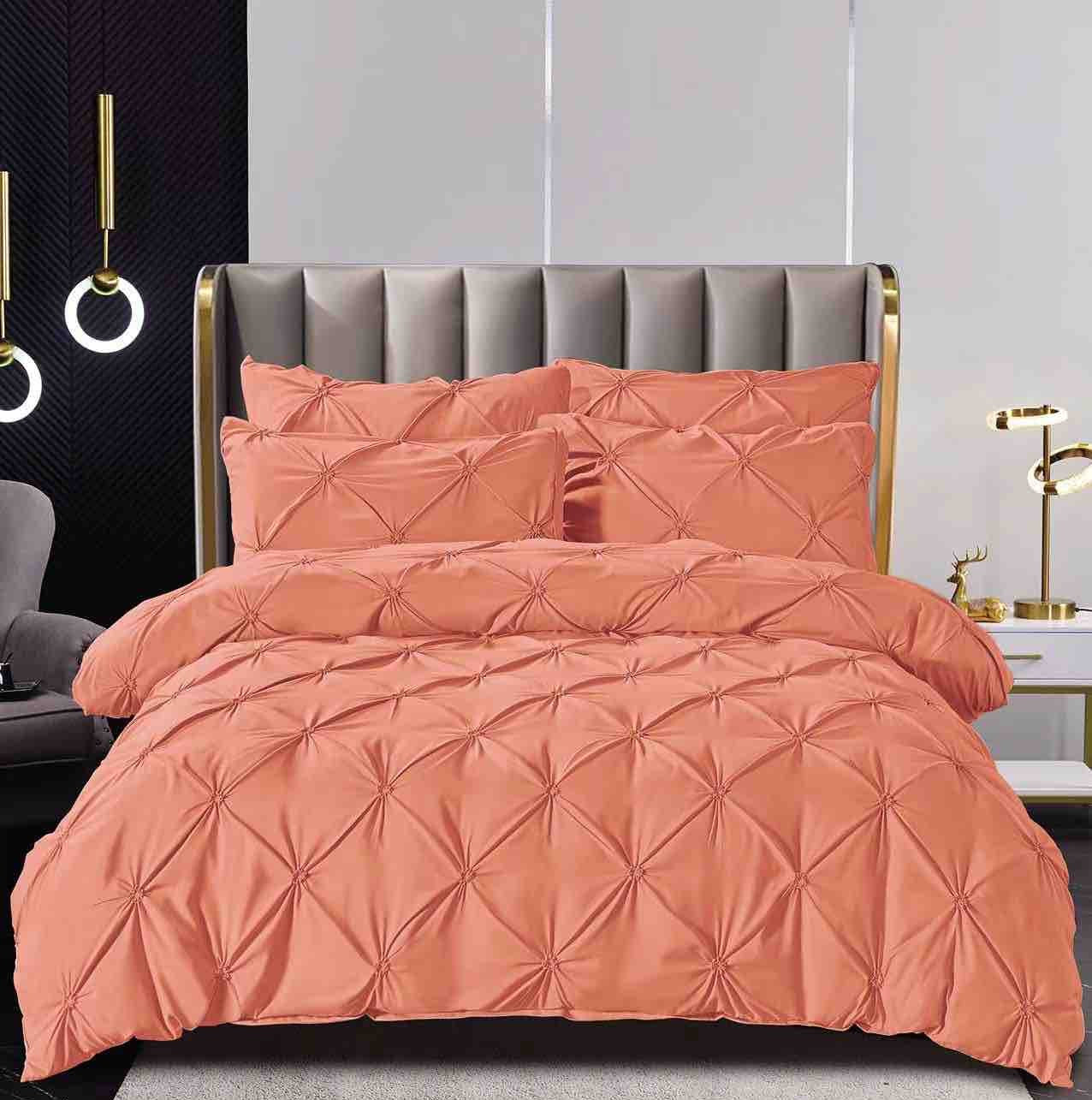 Set Lenjerie de Pat Finet 6 Piese cu Cearșaf Elastic 160×200 cm – Pliuri Brodate