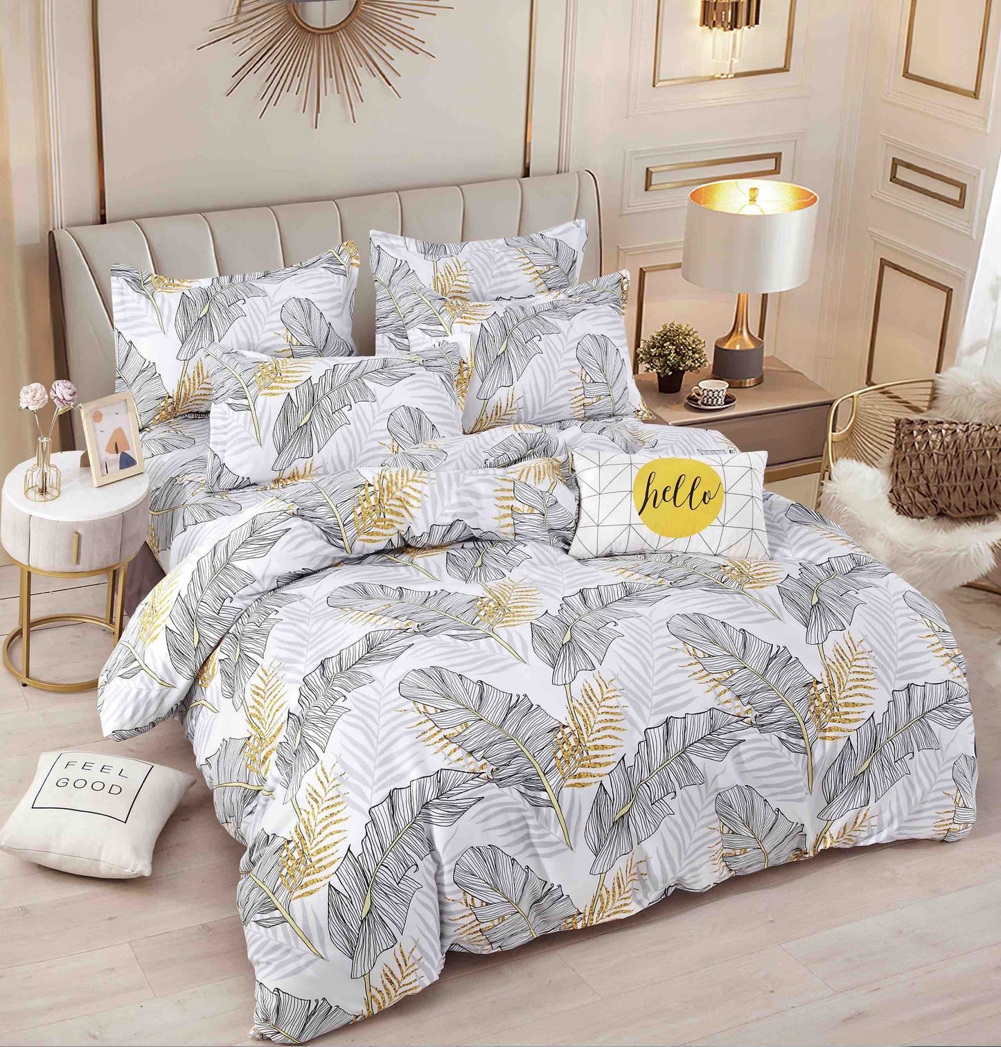 Set Lenjerie de Pat din Bumbac Tip Finet, Fără Elastic – 6 Piese – Tropical