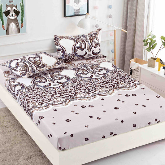 Husă de Pat cu Elastic din Finet + 2 Fețe de Pernă – Set 3 Piese, 180x200 cm – Maro Regal