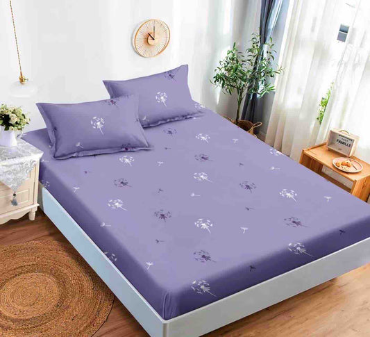 Husă de Pat cu Elastic din Finet + 2 Fețe de Pernă – Set 3 Piese, 180x200 cm – Păpădii Liliachii