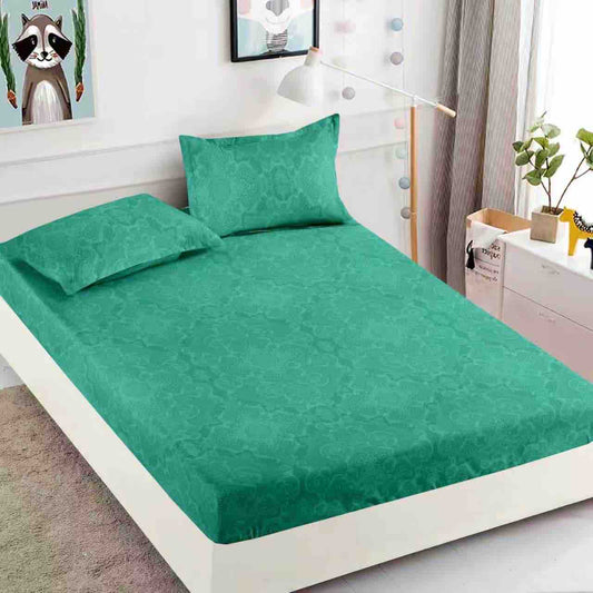 Husă de Pat cu Elastic din Finet + 2 Fețe de Pernă – Set 3 Piese, 180x200 cm – Verde Imperial
