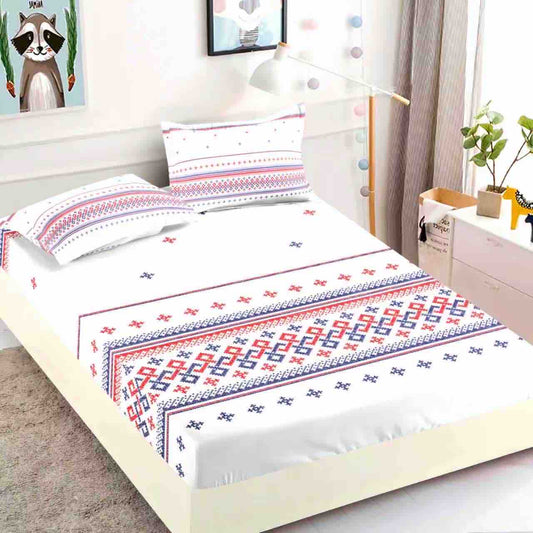 Husă de Pat cu Elastic din Finet + 2 Fețe de Pernă – Set 3 Piese, 180x200 cm – Hora Românească