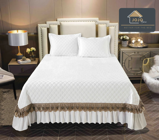 Set Cuvertură Premium din Catifea 220×240 cm – 3 Piese cu Broderie Elegantă + 2 Fețe de Pernă